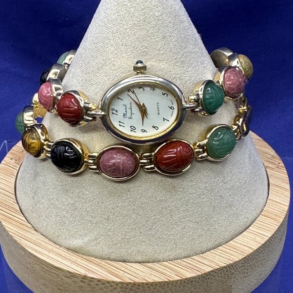 VTG Marcel Drucker Signature Scarab Quartz Watch w/ Matching Bracelet. main image 4